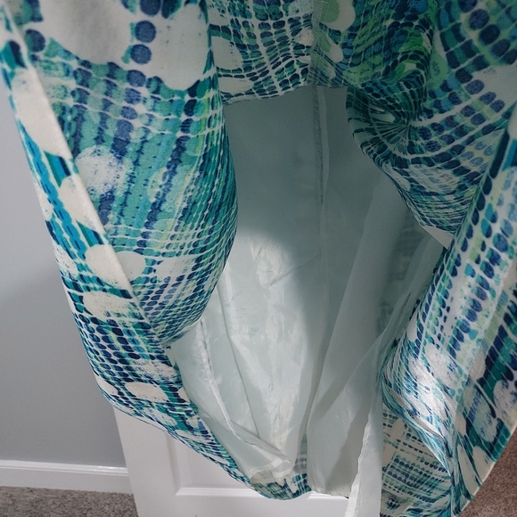 JM Studio Blue, Green & White Dot Geometric Print Sleeveless Dress in Size 18 - Picture 12 of 14